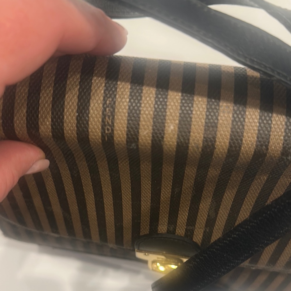 Vintage Fendi Brown and Black Crossbody Bag with Striped Design - Picture 2 of 4